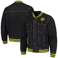 Men's The Wild Collective  Black Nashville SC Denim Full-Button Bomber Jacket