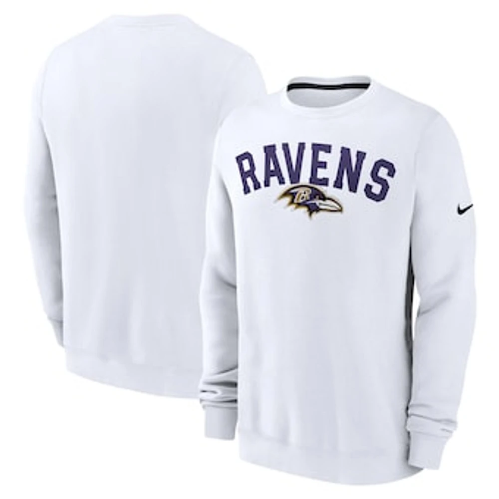 Men's Nike White Baltimore Ravens Athletic Pullover Sweatshirt