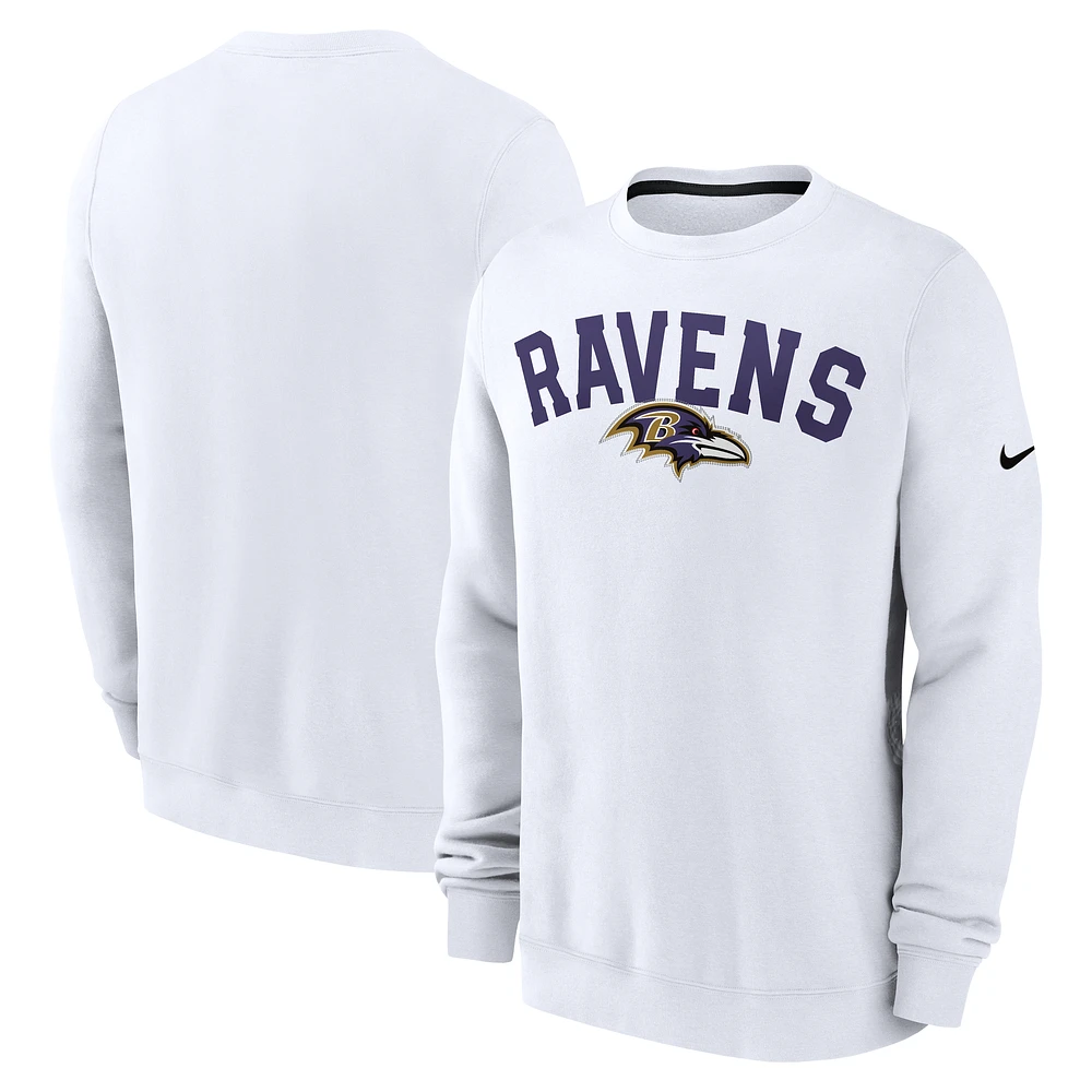 Men's Nike White Baltimore Ravens Athletic Pullover Sweatshirt