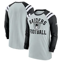 Men's Nike  Silver/Black Las Vegas Raiders Classic Arc Raglan Tri-Blend Long Sleeve T-Shirt