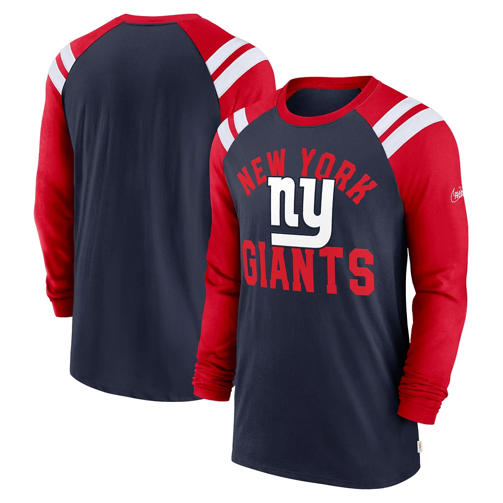 Men's Nike  Navy/Red New York Giants Classic Arc Raglan Tri-Blend Long Sleeve T-Shirt