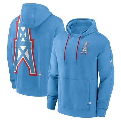 Men's Nike  Light Blue Tennessee Titans Oilers Throwback Layered Logo Statement Pullover Hoodie