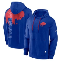 Men's Nike  Royal Buffalo Bills Throwback Layered Logo Statement Pullover Hoodie