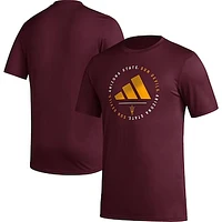 Men's adidas Maroon Arizona State Sun Devils Stripe Up AEROREADY Pregame T-Shirt