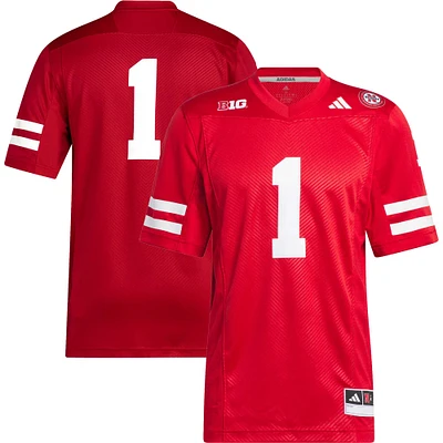 Men's adidas #1 Scarlet Nebraska Huskers Premier Football Jersey