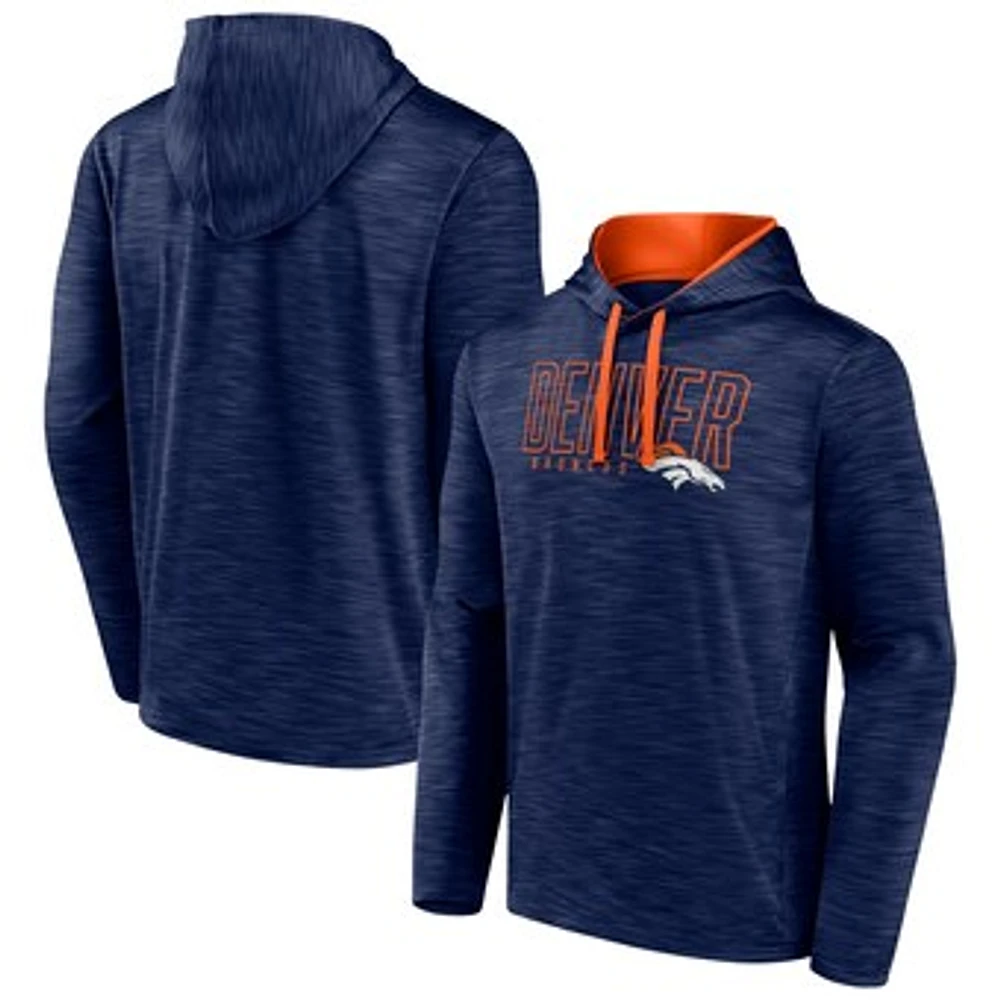 Men's Fanatics Heather Navy Denver Broncos Hook and Ladder Pullover Hoodie