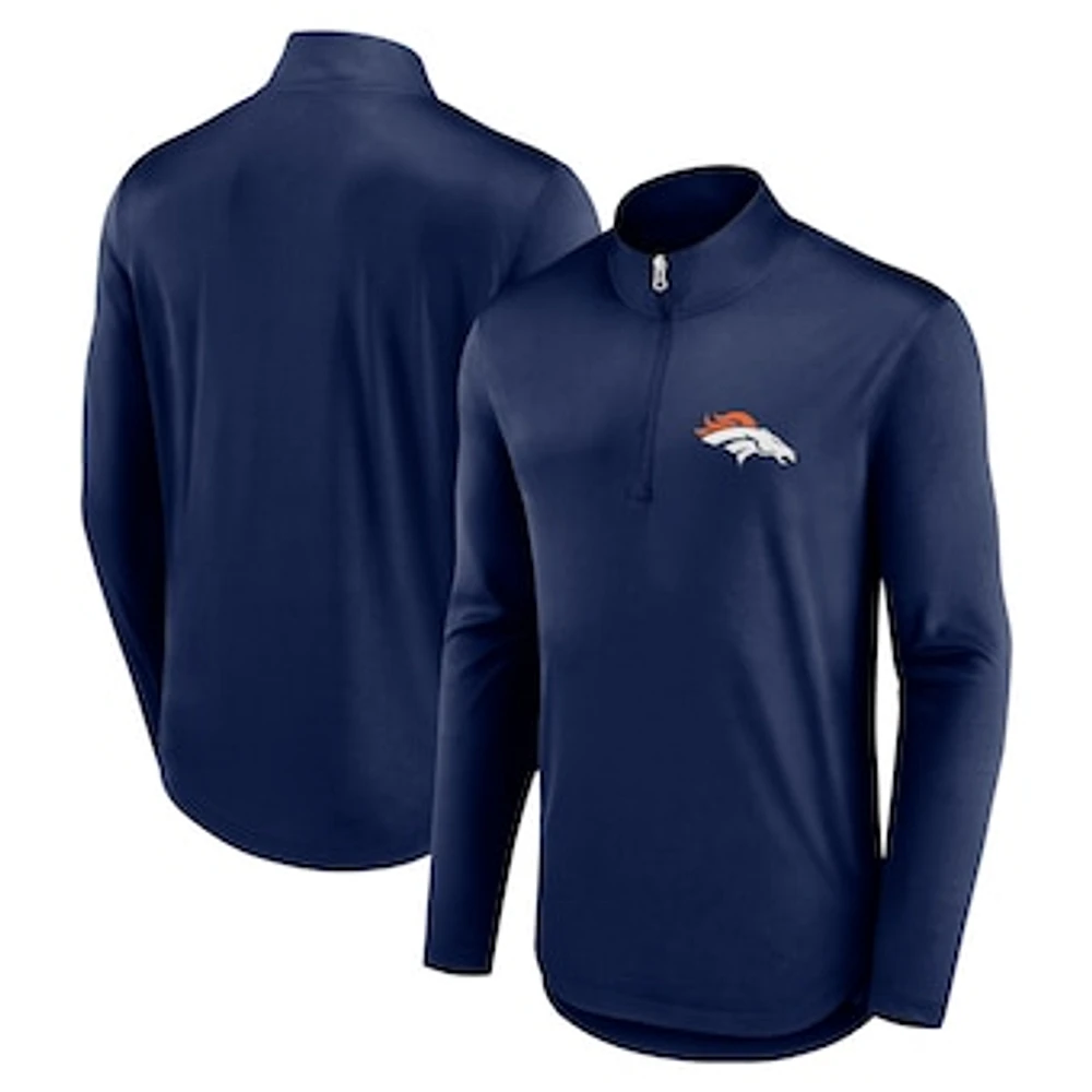 Men's Fanatics Navy Denver Broncos Quarterback Quarter-Zip Top