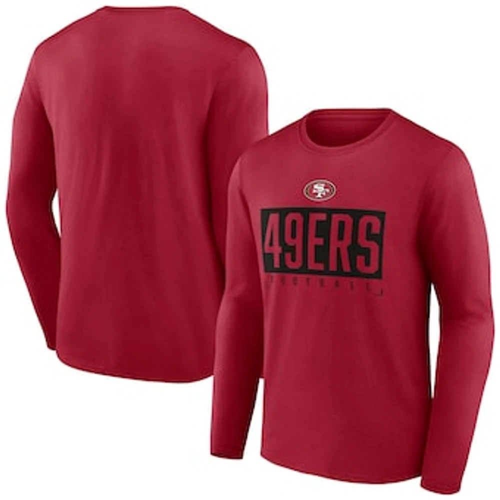 Men's Fanatics Scarlet San Francisco 49ers Stack The Box Long Sleeve T-Shirt