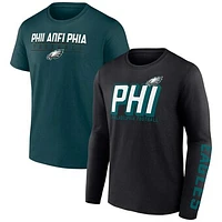 Men's Fanatics Black/Midnight Green Philadelphia Eagles Two-Pack T-Shirt Combo Set