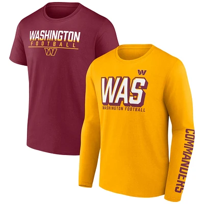 Men's Fanatics Gold/Burgundy Washington Commanders Two-Pack T-Shirt Combo Set