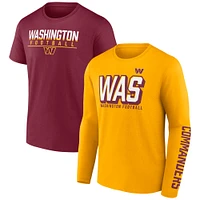 Men's Fanatics Gold/Burgundy Washington Commanders Two-Pack T-Shirt Combo Set