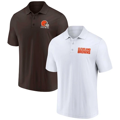 Men's Fanatics White/Brown Cleveland Browns Lockup Two-Pack Polo Set