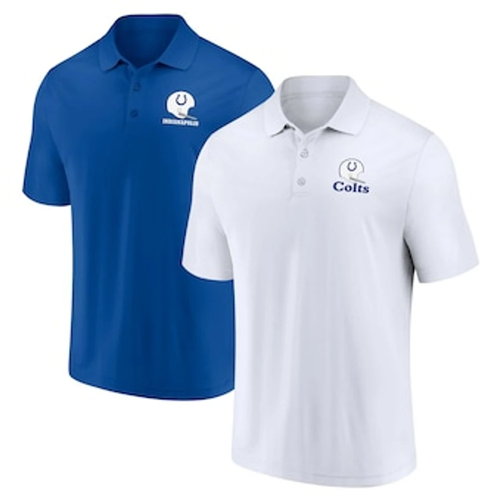 Men's Fanatics White/Royal Indianapolis Colts Throwback Two-Pack Polo Set