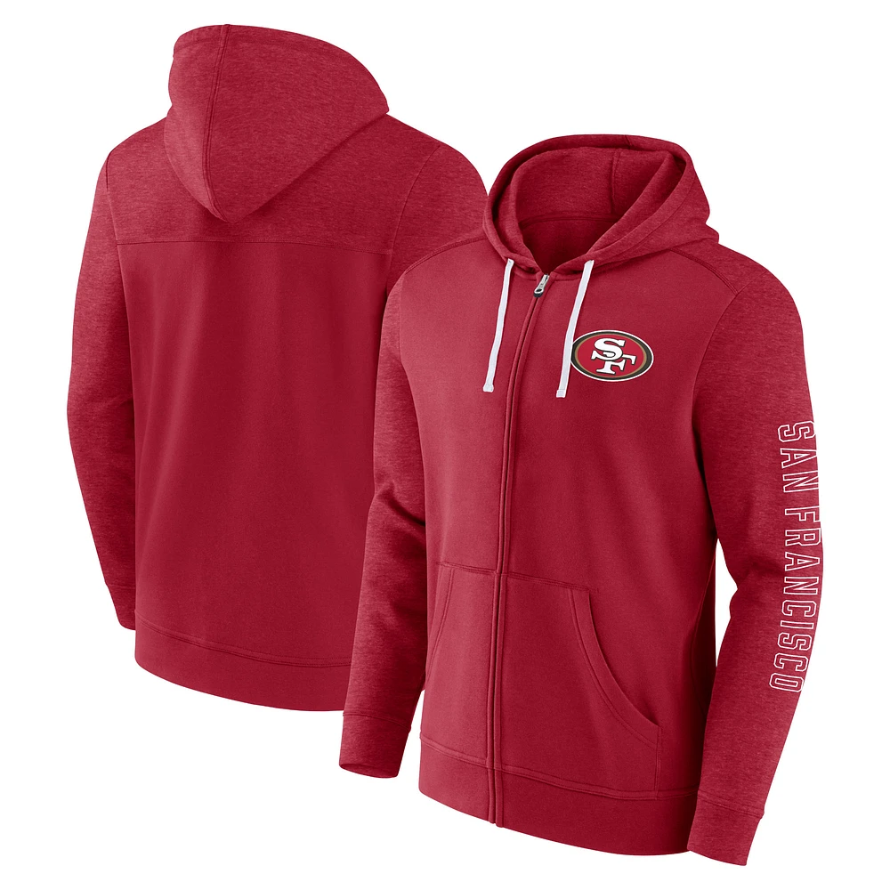 Men's Fanatics  Scarlet San Francisco 49ers Offensive Lineup Hoodie Full-Zip Hoodie