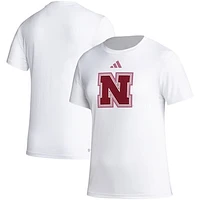 Women's adidas White Nebraska Huskers AEROREADY Breast Cancer Awareness Pregame T-Shirt