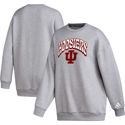 Women's adidas Heather Gray Indiana Hoosiers Vintage Stylin Pullover Sweatshirt