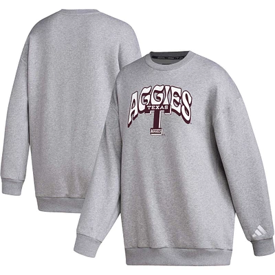 Women's adidas  Gray Texas A&M Aggies Vintage Stylin Pullover Sweatshirt