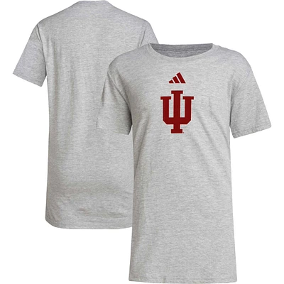 Youth adidas Heather Gray Indiana Hoosiers 2023 Sideline Locker Room Logo Fresh T-Shirt