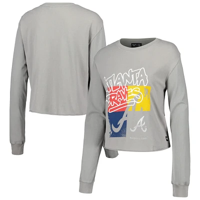 Women's The Wild Collective Gray Atlanta Braves Cropped Long Sleeve T-Shirt