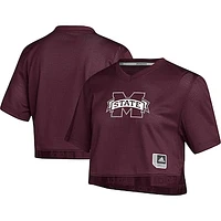 Women's adidas Red Mississippi State Bulldogs Primegreen V-Neck Cropped Jersey