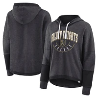 Women's Fanatics Heather Charcoal Vegas Golden Knights Lux Lounge Helmet Arch Pullover Hoodie