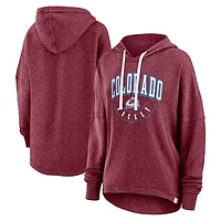 Women's Fanatics Heather Burgundy Colorado Avalanche Lux Lounge Helmet Arch Pullover Hoodie