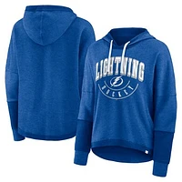 Women's Fanatics Heather Blue Tampa Bay Lightning Lux Lounge Helmet Arch Pullover Hoodie