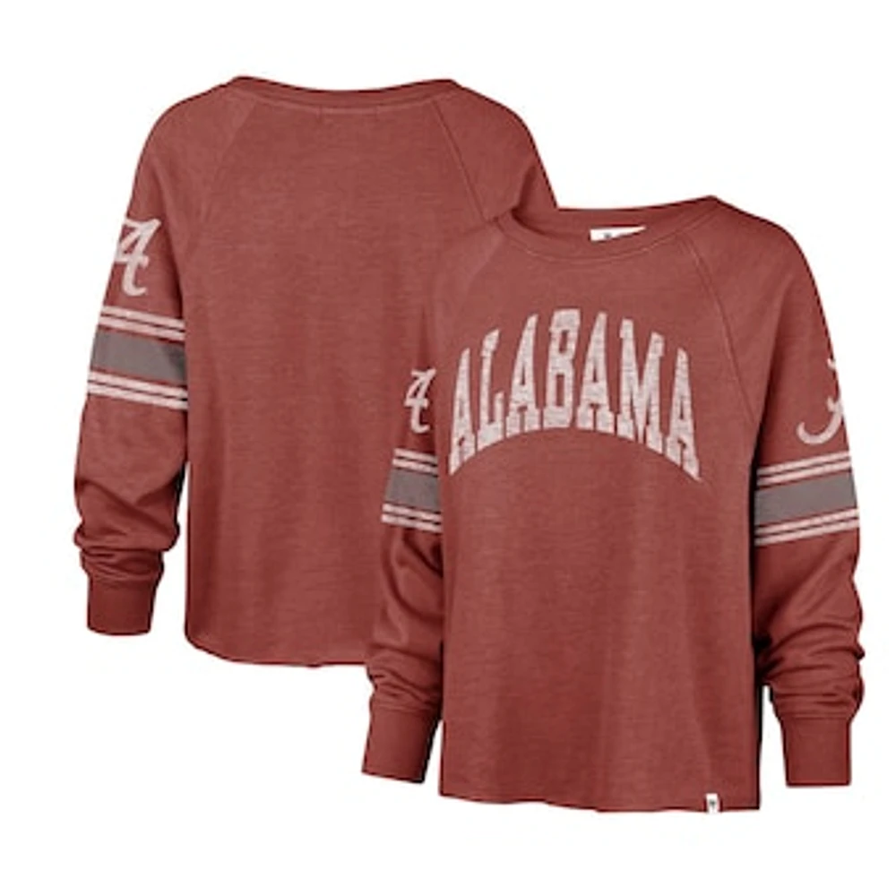 Women's '47 Crimson Alabama Tide Allie Modest Raglan Long Sleeve Cropped T-Shirt