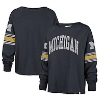 Women's '47 Navy Michigan Wolverines Allie Modest Raglan Long Sleeve Cropped T-Shirt