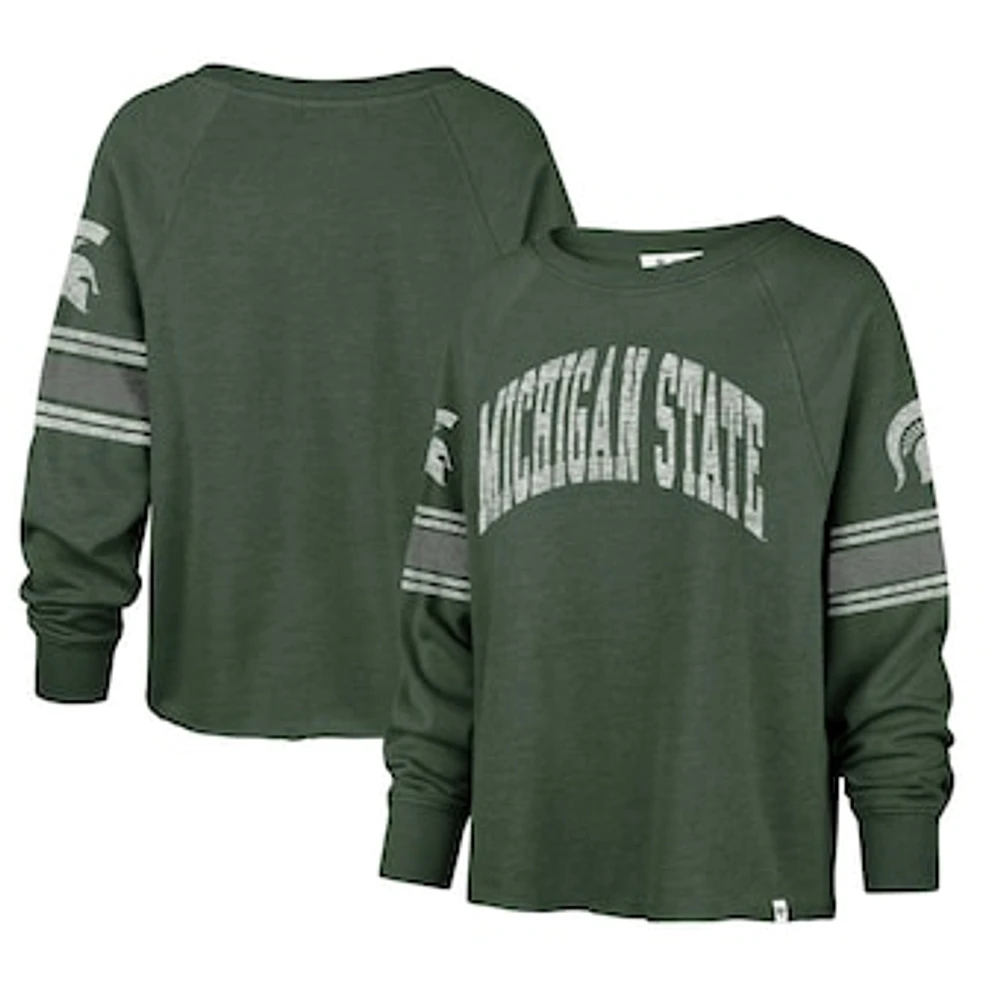 Women's '47 Green Michigan State Spartans Allie Modest Raglan Long Sleeve Cropped T-Shirt