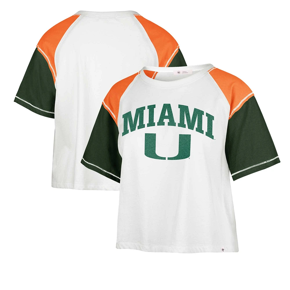 Women's '47 White Miami Hurricanes Serenity Gia Cropped T-Shirt