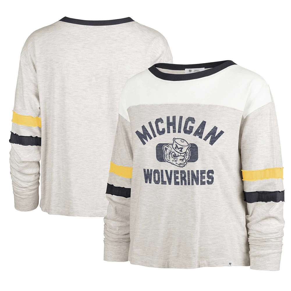 Women's '47 Oatmeal Michigan Wolverines Vault All Class Lena Long Sleeve T-Shirt