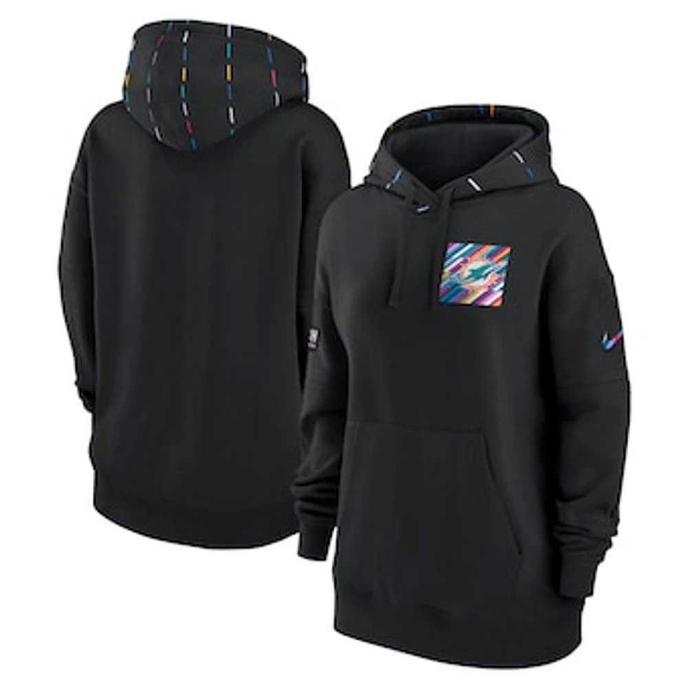 Women's Nike Black Miami Dolphins 2023 NFL Crucial Catch Club Pullover Hoodie