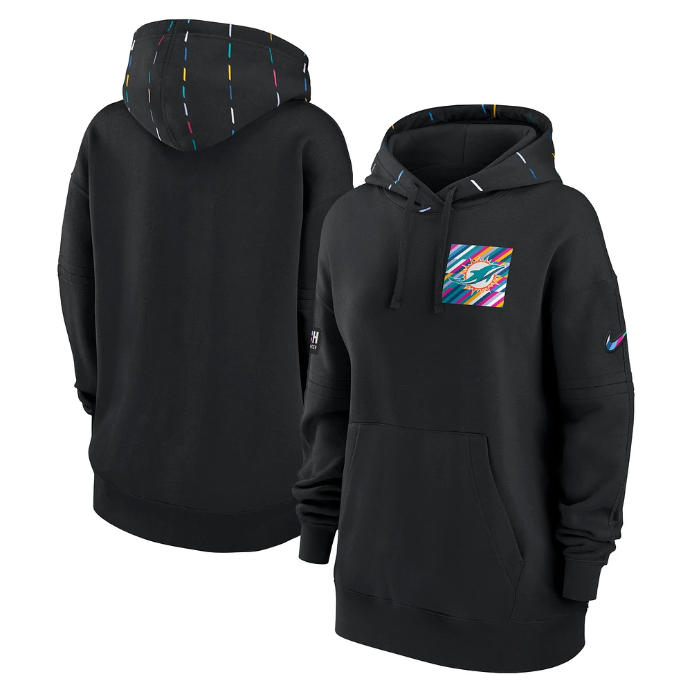 Women's Nike Black Miami Dolphins 2023 NFL Crucial Catch Club Pullover Hoodie