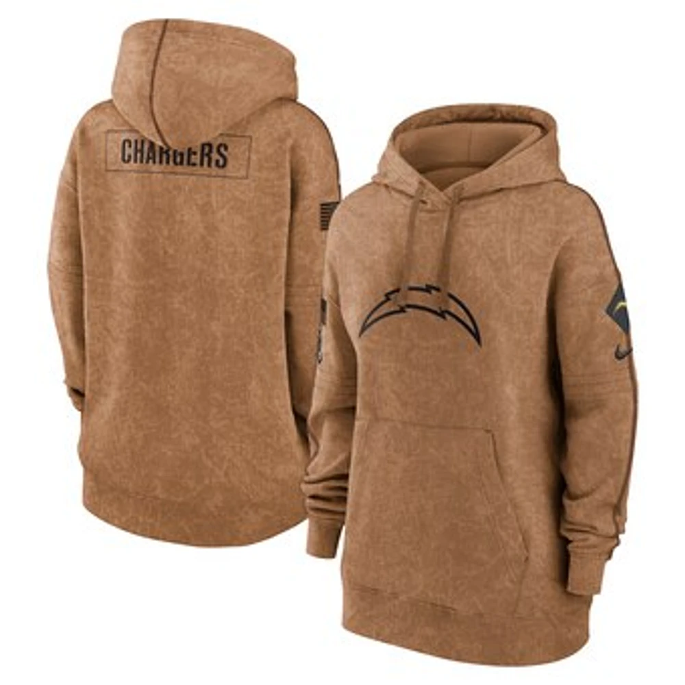 Women's Nike  Brown Los Angeles Chargers Salute To Service Pullover Hoodie