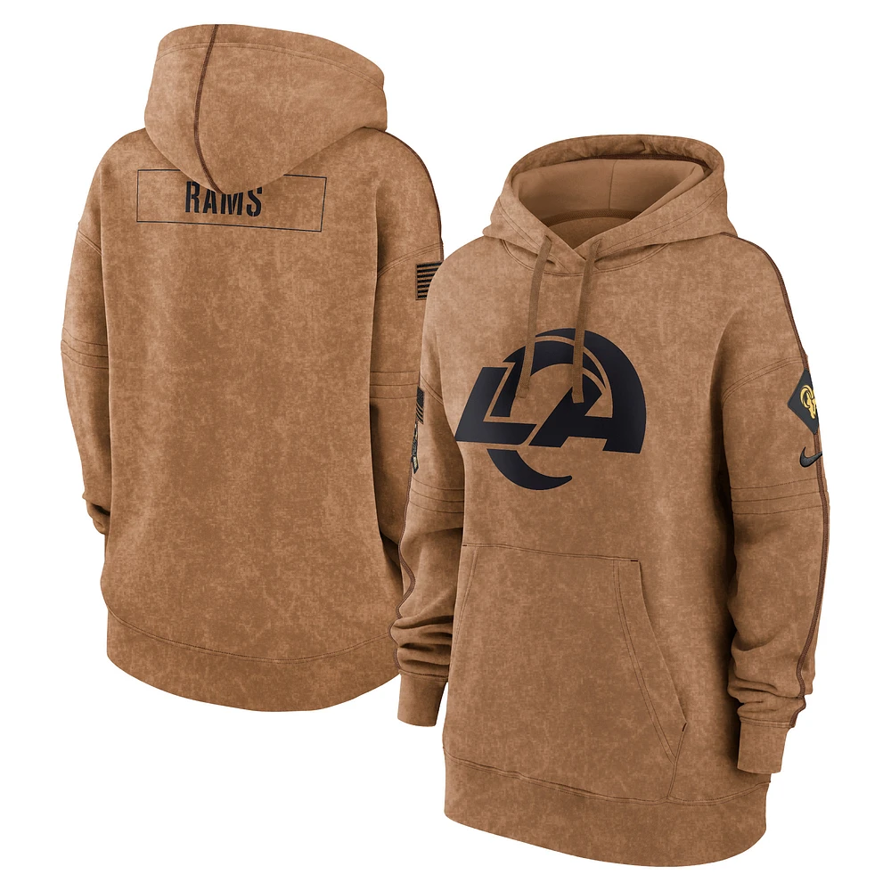 Men's Nike  Brown Los Angeles Rams Salute To Service Pullover Hoodie