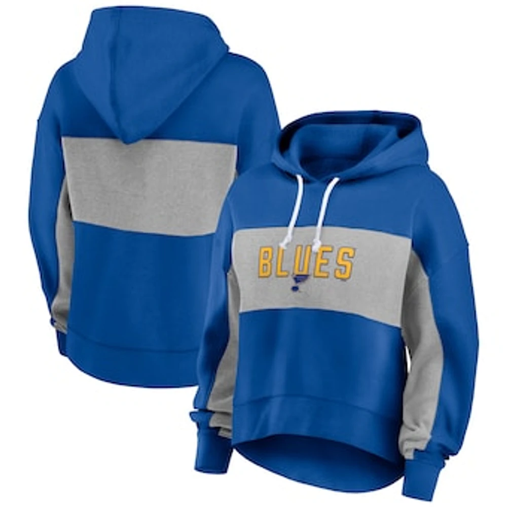 Women's Fanatics Blue St. Louis Blues Filled Stat Sheet Pullover Hoodie