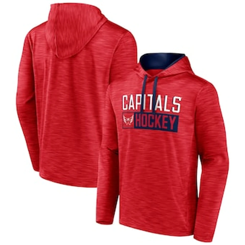 Men's Fanatics Heather Red Washington Capitals Close Shave Pullover Hoodie