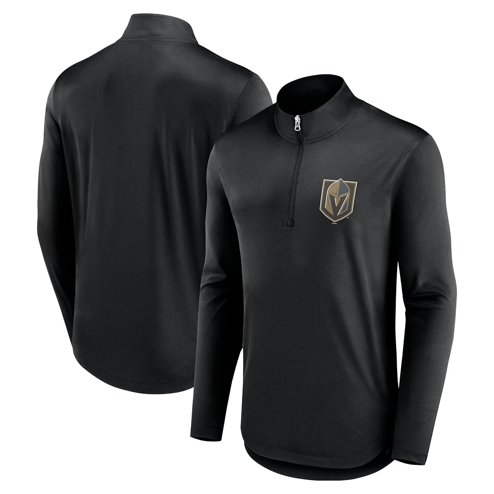 Men's Black Vegas Golden Knights Mock Neck Quarter-Zip Top