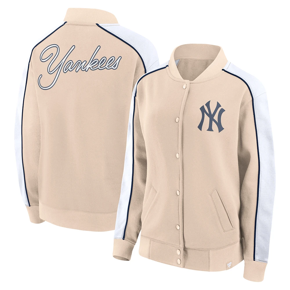 Women's Fanatics Tan New York Yankees Luxe Lounge Full-Snap Jacket