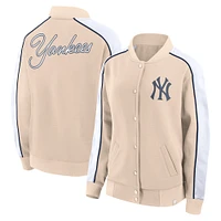 Women's Fanatics Tan New York Yankees Luxe Lounge Full-Snap Jacket