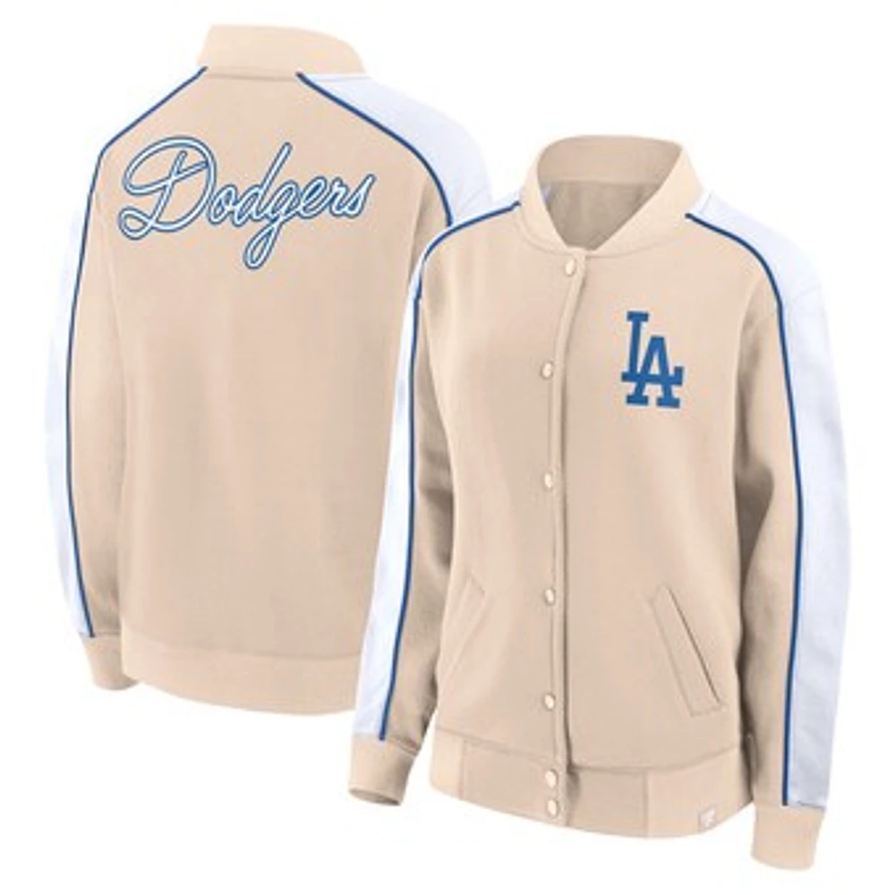 Women's Fanatics Tan Los Angeles Dodgers Luxe Lounge Full-Snap Jacket