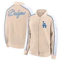 Women's Fanatics Tan Los Angeles Dodgers Luxe Lounge Full-Snap Jacket