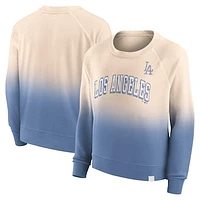 Women's Fanatics Tan/Royal Los Angeles Dodgers Luxe Lounge Arch Raglan Pullover Sweatshirt