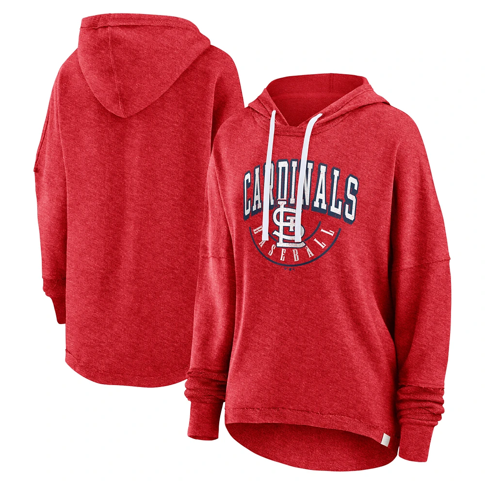 Women's Fanatics Heather Red St. Louis Cardinals Luxe Pullover Hoodie