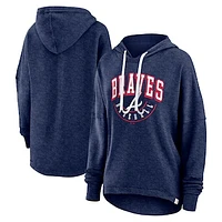 Women's Fanatics Heather Navy Atlanta Braves Luxe Pullover Hoodie