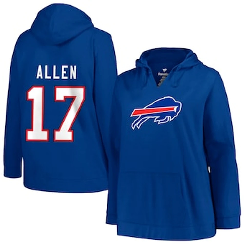 Women's Profile Josh Allen Royal Buffalo Bills Plus Player Name & Number Pullover Hoodie