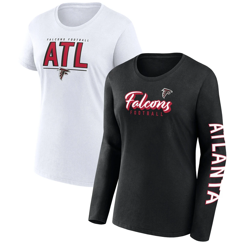 Women's Fanatics Black/White Atlanta Falcons Two-Pack Combo Cheerleader T-Shirt Set