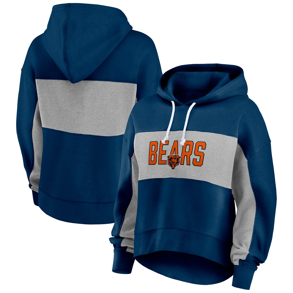 Women's Fanatics  Navy Chicago Bears Filled Stat Sheet Lighweight Modest Crop Hoodie