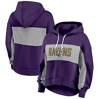 Women's Fanatics  Purple Baltimore Ravens Filled Stat Sheet Lighweight Modest Crop Hoodie